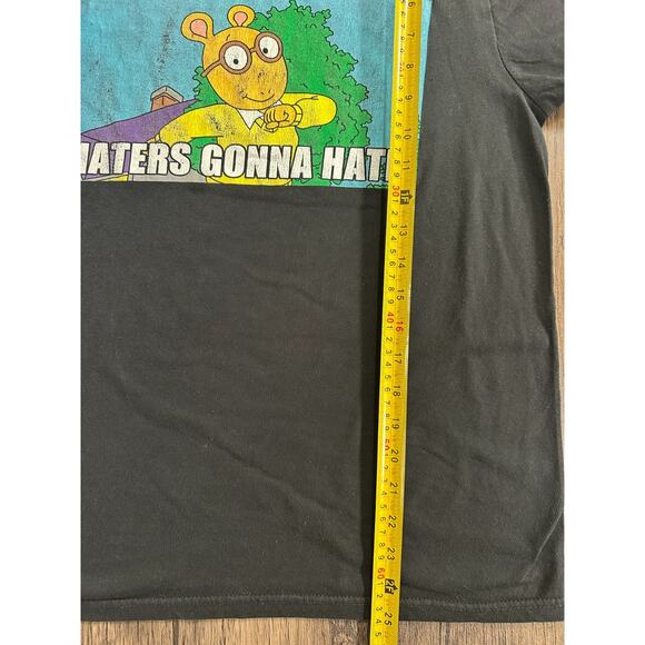 *READ* Adult Small Arthur Haters Gonna Hate T-Shirt Black Shirt PBS Kids TV Show - Picture 2 of 5